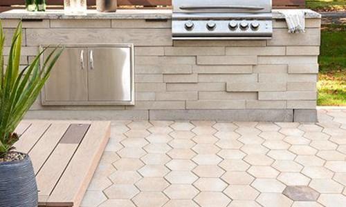 Image gray bloc slabs in patio outdoor kitchen