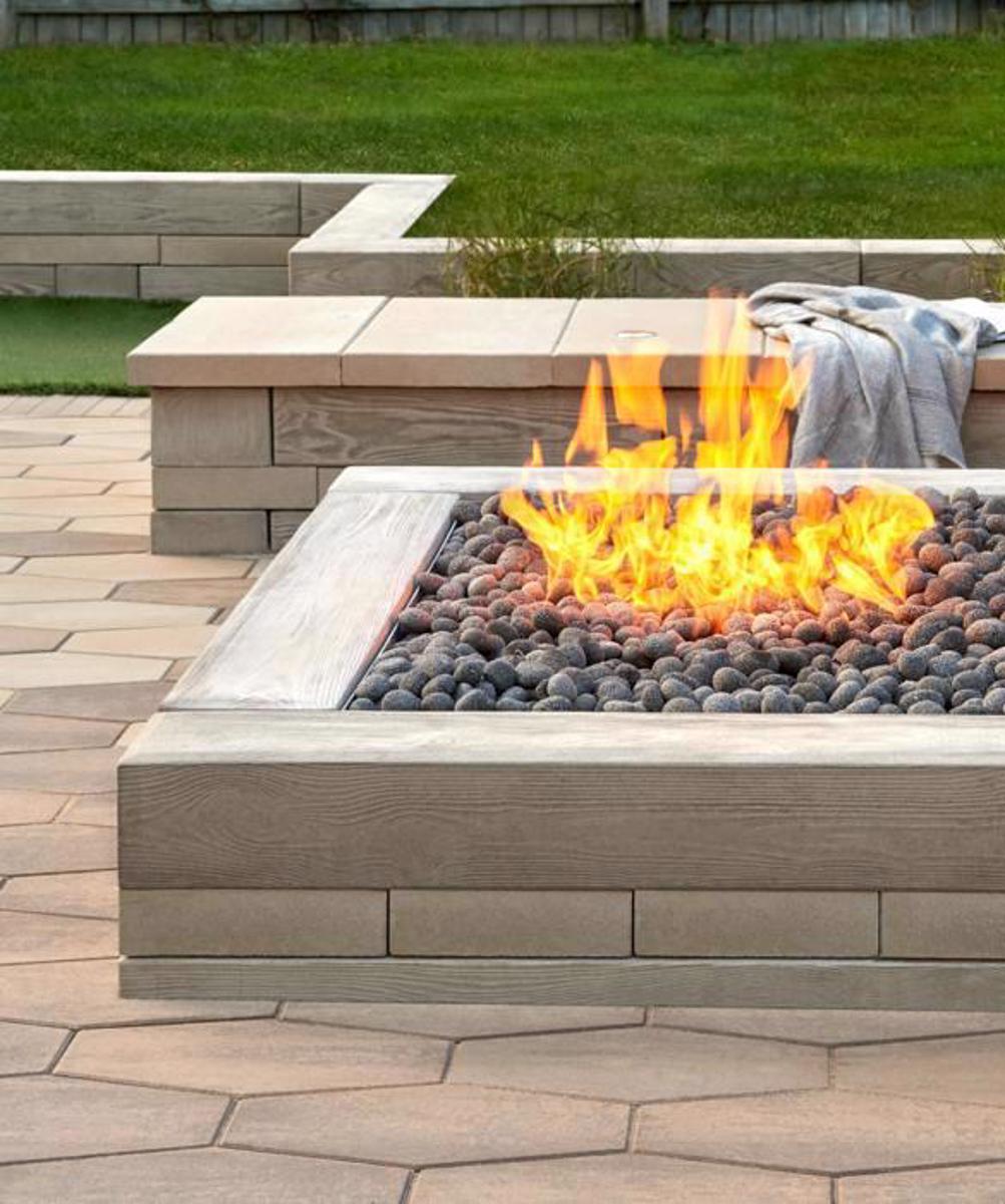 Techo-Bloc Before After Backyard Firepit