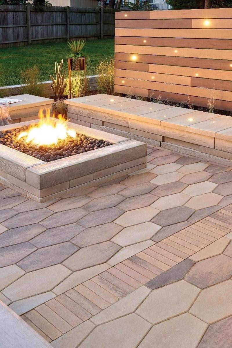 Elegant Lighting Feature with Fire Pit