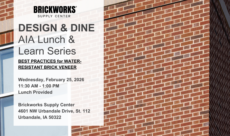 Photo of event details with brick building as a background