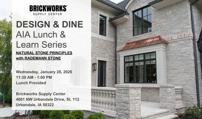 Photo of event details with brick building as a background