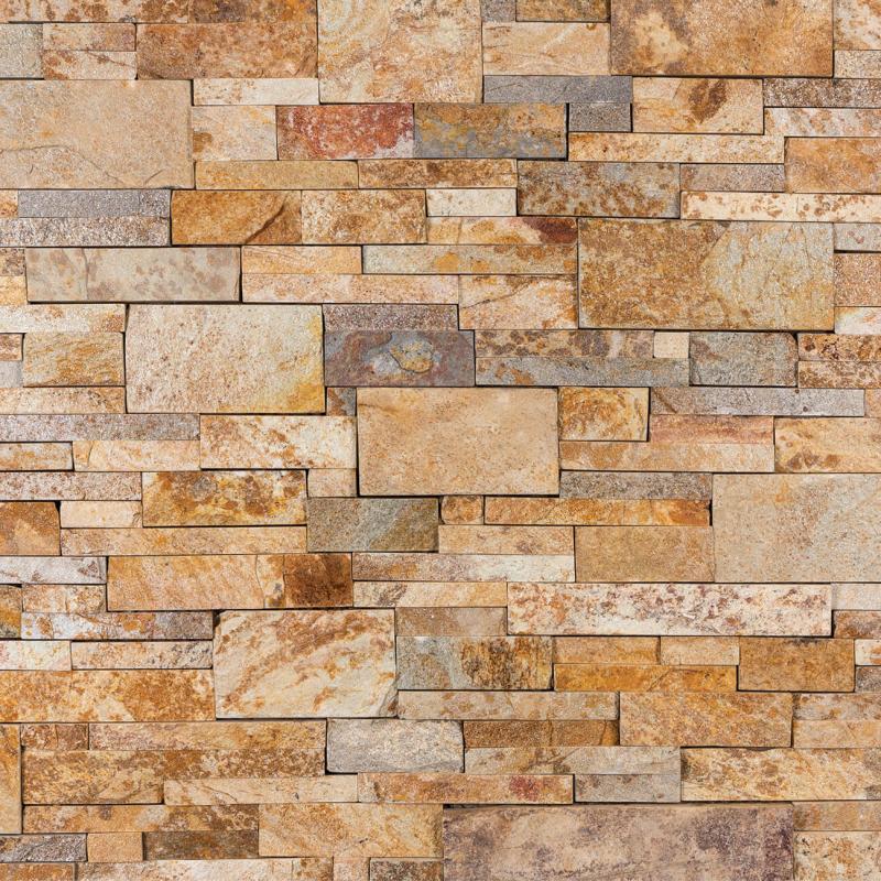 Vintage Gold Tailored Ledgestone Swatch - Compact view of Vintage Gold ledgestone.