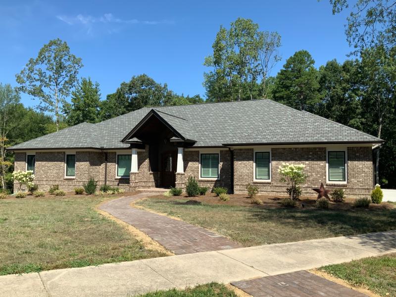 Barker House brown facebrick pine hall