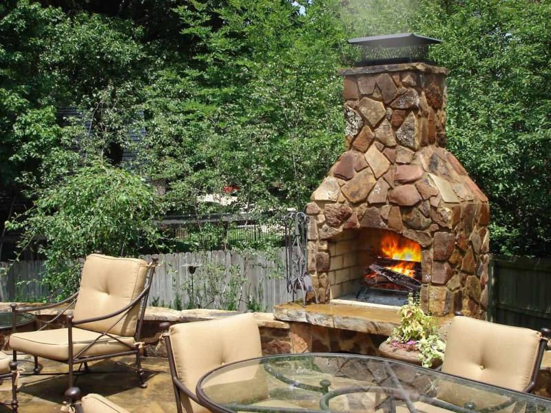Outdoor stone fireplace - hardscape product feature