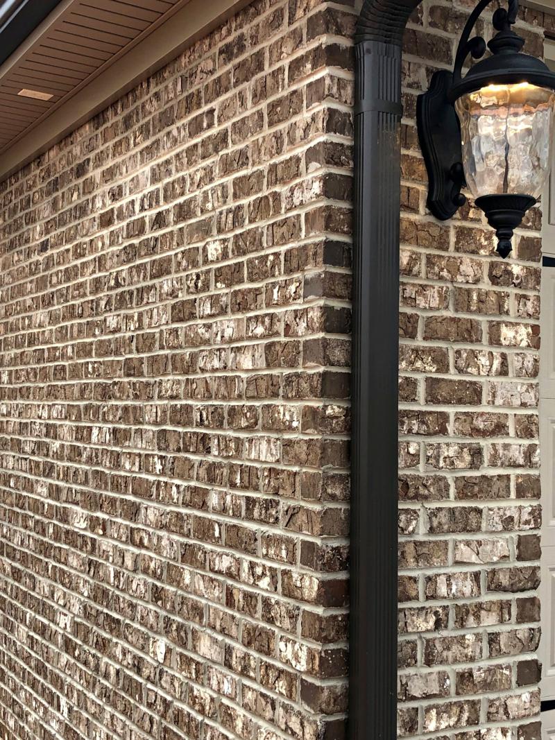 Barker House brown facebrick pine hall