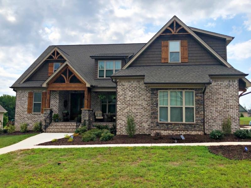 Barker House brown facebrick pine hall