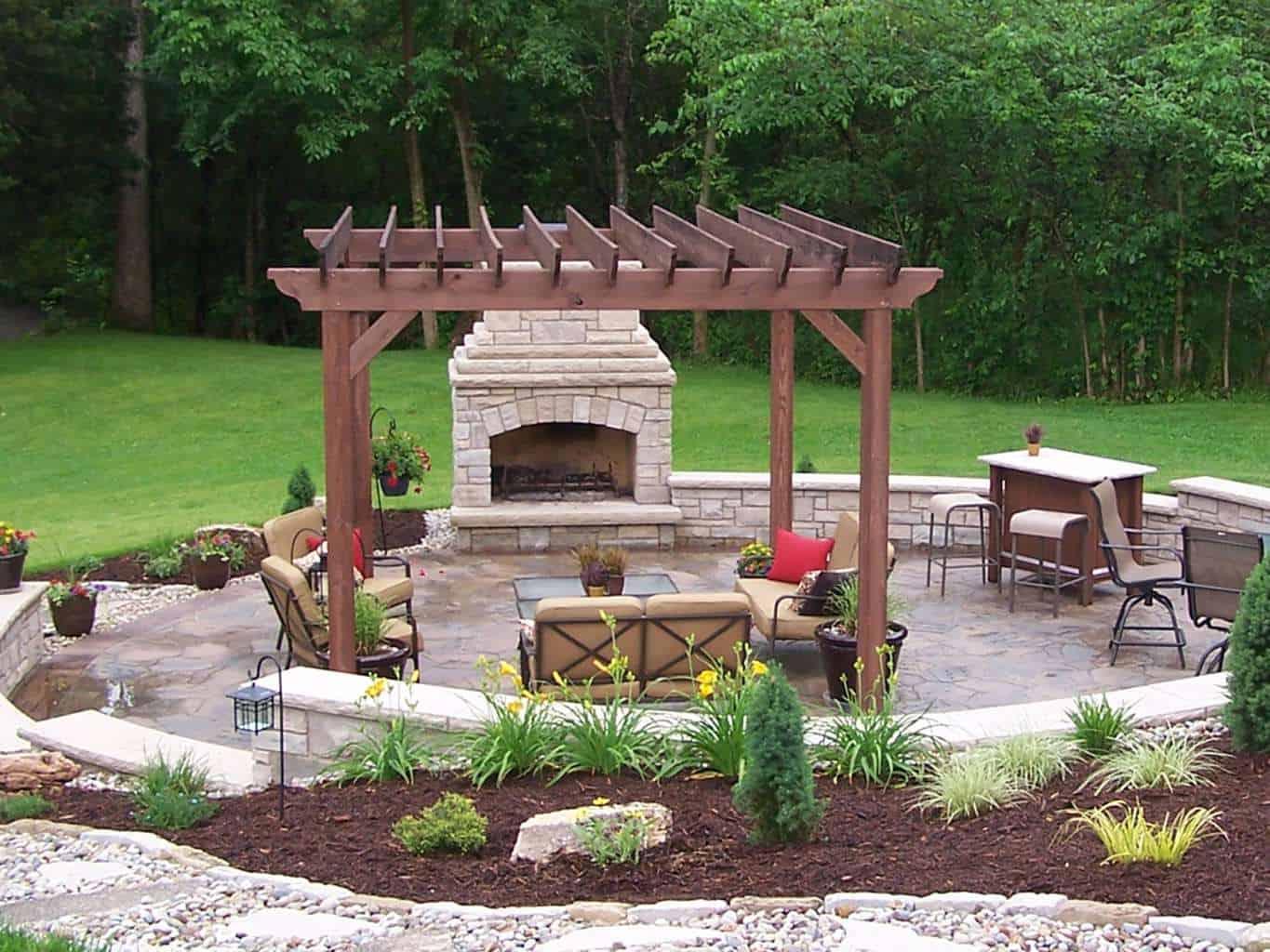 Contractor Series Pergola with Stone Close-up