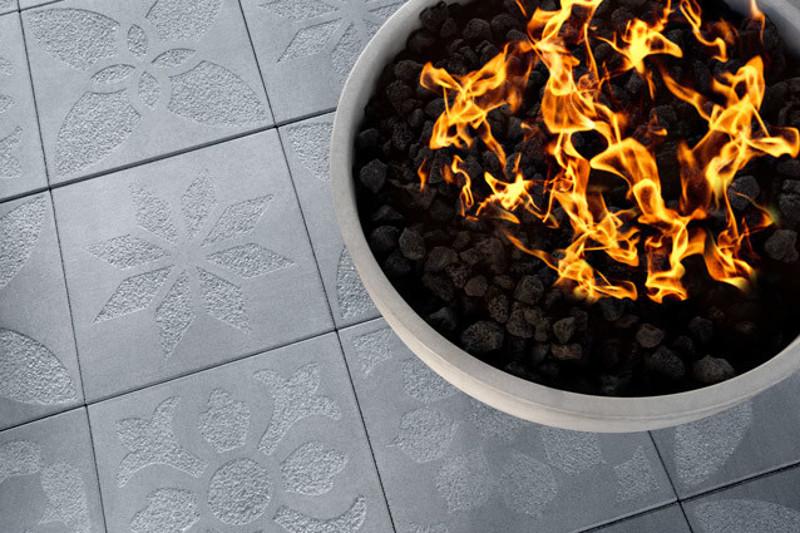 Techo-Bloc Lumi Fire Bowl - Small view of Lumi fire bowl for outdoor use.