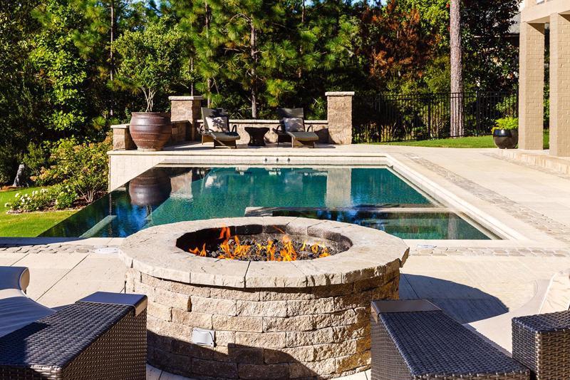 Techo-Bloc Valencia Fire Pit - Compact view of Valencia fire pit for outdoor settings.