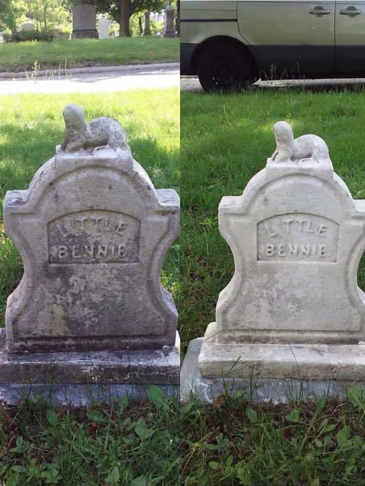 Revive Gravestone Cleaning - Compact view of gravestone cleaning with Revive.