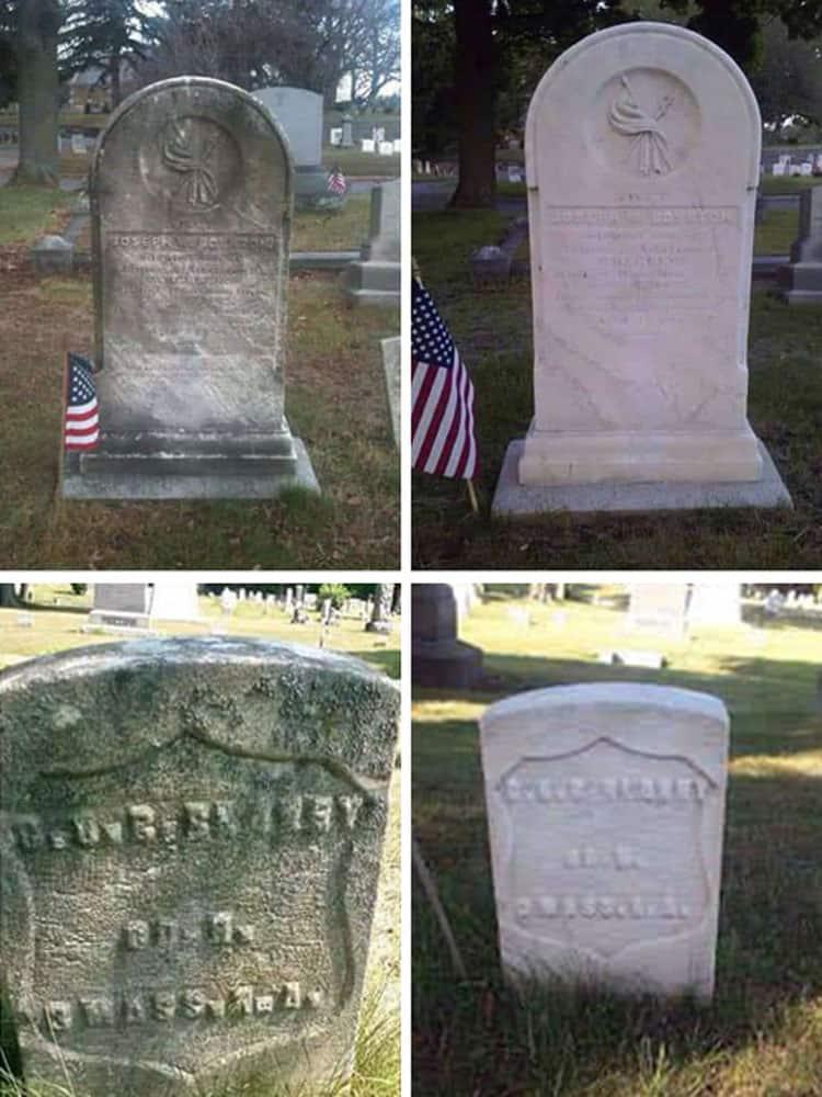 Revive Gravestone Cleaning Before and After Comparison