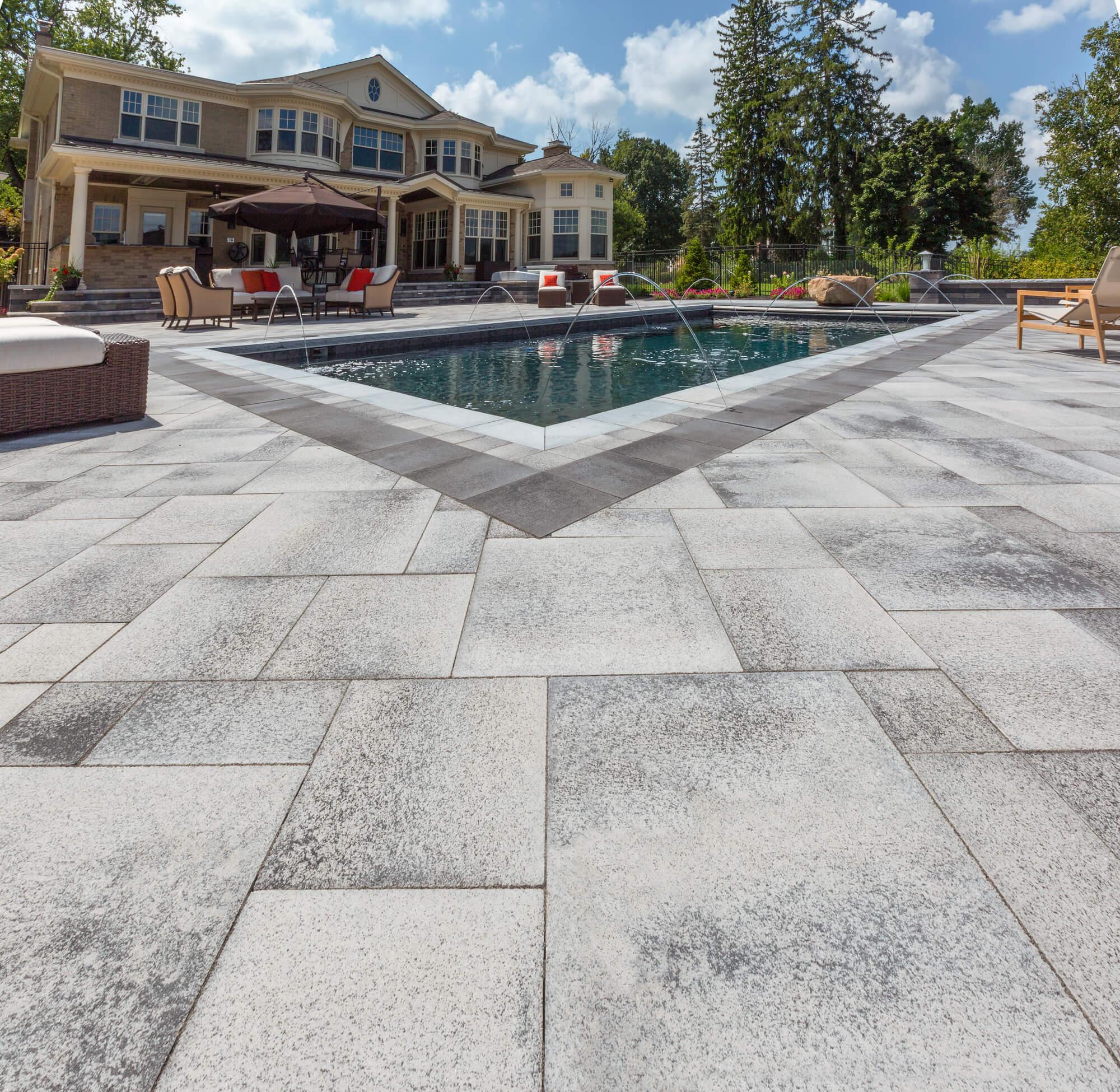 Umbriano Pool Deck with Rustic Rocks
