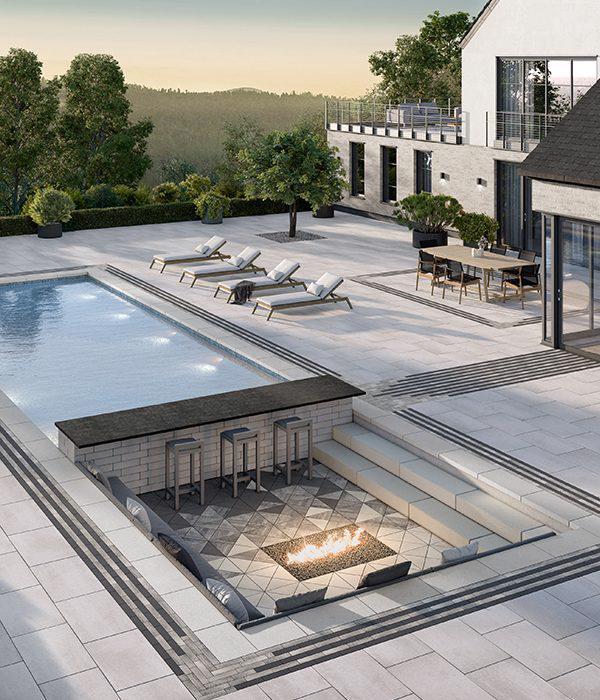 Techo-Bloc Slabs Pavers and Caps for Backyard Patio