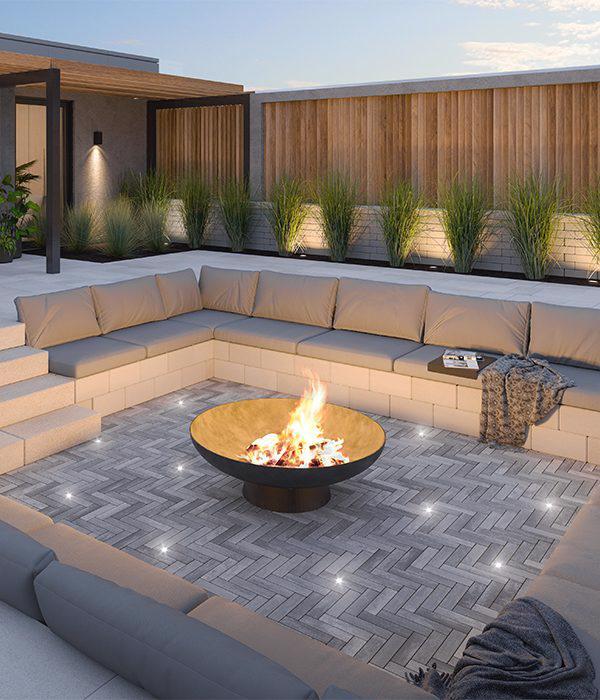 Techo-Bloc Westmount Backyard Patio in Shale Grey