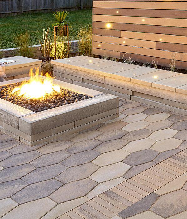 Techo-Bloc Hexa Slab Beige Cream and Chestnut Brown