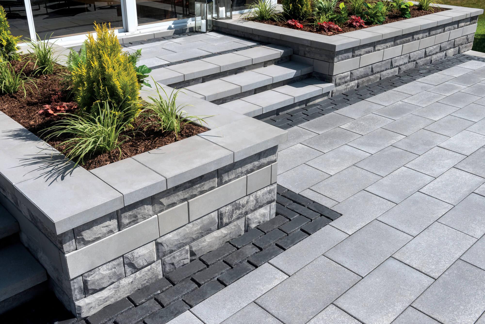Unilock U-Cara Wall with Basalt Paver