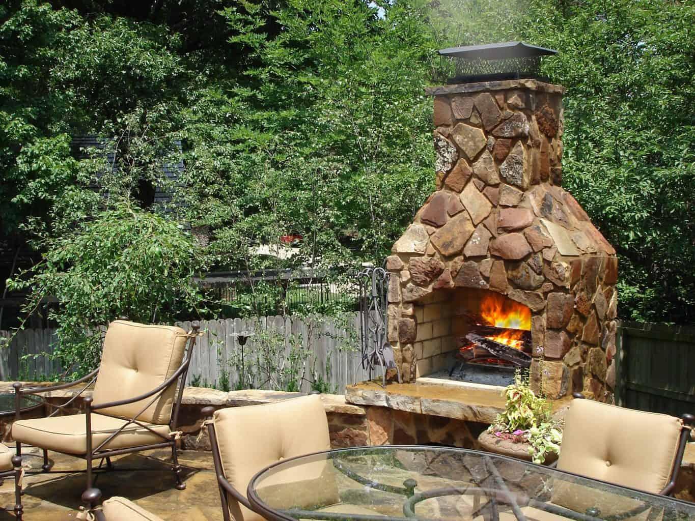 Outdoor stone fireplace - hardscape product feature