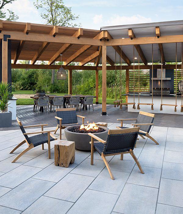 Blu Grande Patio Slabs with Fireplace